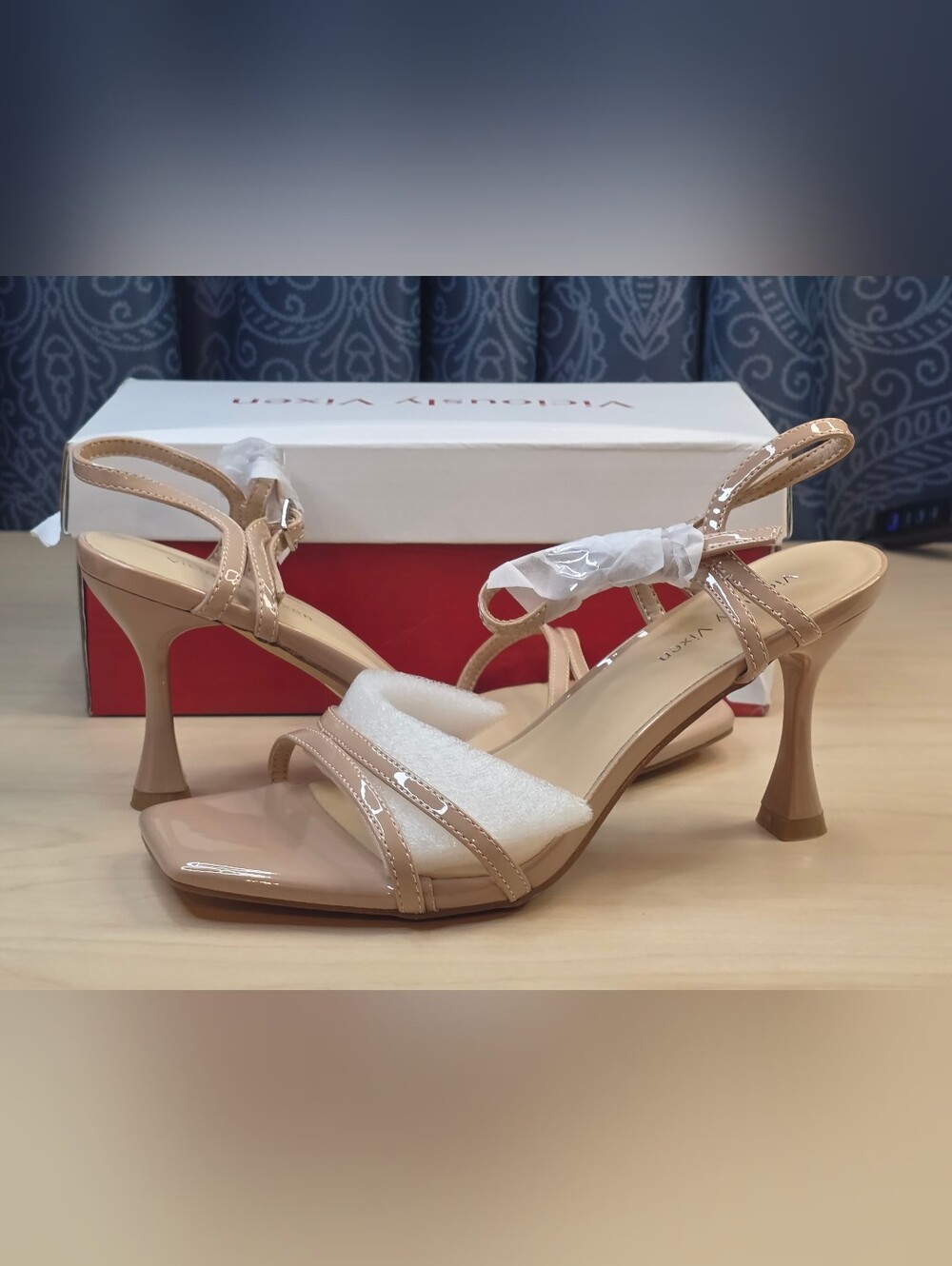 Women's Kitten Heels Strappy Up Sandals Inch Stiletto Heel, Square Open Toe/NIB
